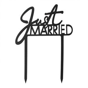 Contemporary Wedding Black Acrylic Just Married Wedding Cake Topper