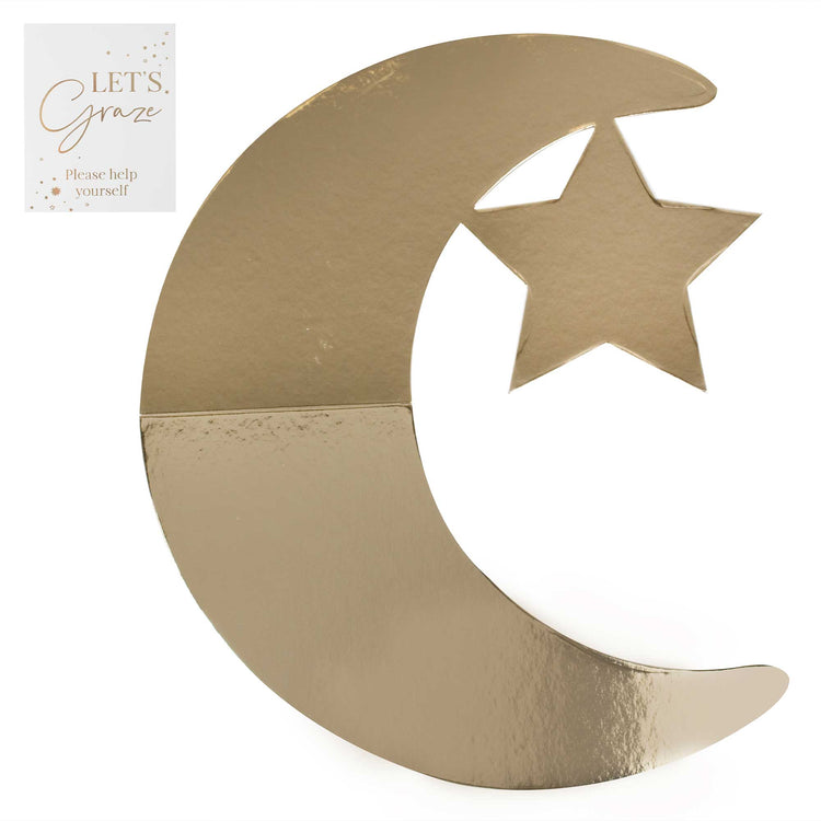 Eid Grazing Board Crescent Moon and Star Shaped Gold