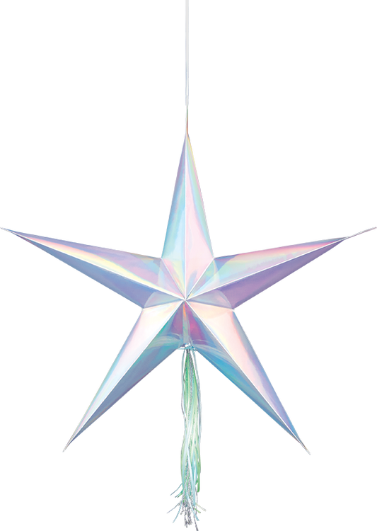 Shimmering Party Iridescent Hanging 3D Star Decorations Pack of 3