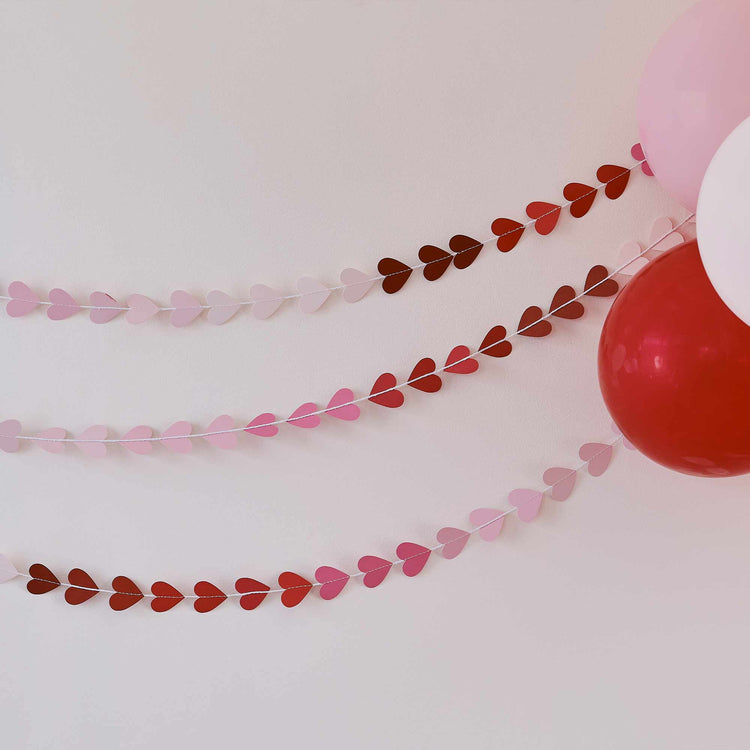 Be Mine Ombre Heart Garland Valentines Decoration 5m