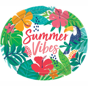 Tropical Jungle Summer Vibes Oval Paper Plates 30cm x 25cm Pack of 18