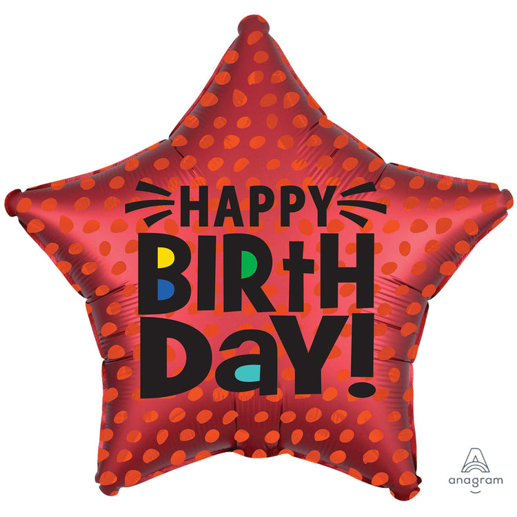 45cm Standard XL Satin Infused Star Happy Birthday S40