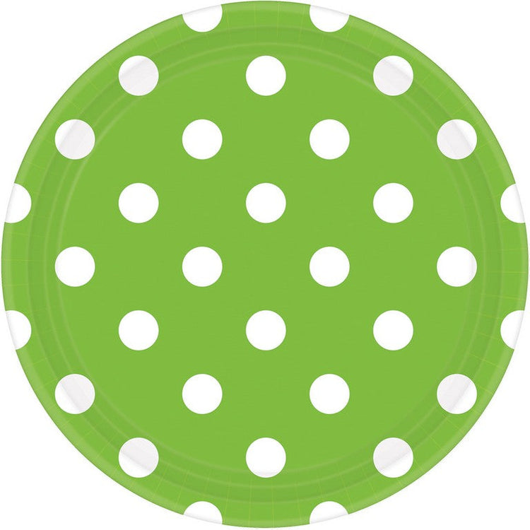 Dots 17cm Round Paper Plates Kiwi Pack of 8