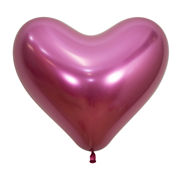 Sempertex 35cm Hearts Metallic Reflex Fuchsia Latex Balloons 912, 12PK Pack of 12