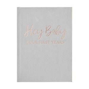 Baby in Bloom Guest Book Grey Suede My Baby Journal Foiled