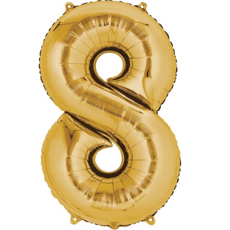 Gold 86cm Number 8 Supershape Foil Balloon