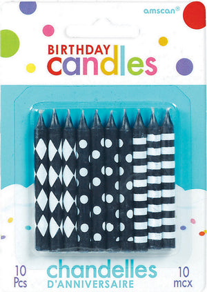 Birthday Candles Black & White Assorted Pack of 10