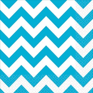 Caribbean Blue Chevron Lunch Napkins Pack of 16