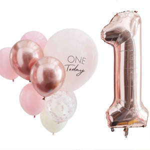 Mix It Up Pink & Rose Gold 1 Today Balloon Bundle Pack of 10