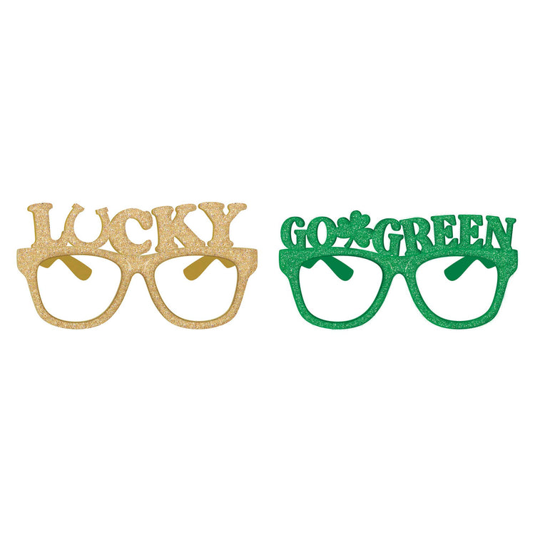 St Patricks Day Glitter Glasses Pack of 6