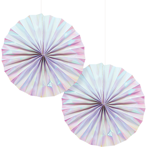 Iridescent Foil Paper Fans 30cm Pack of 2