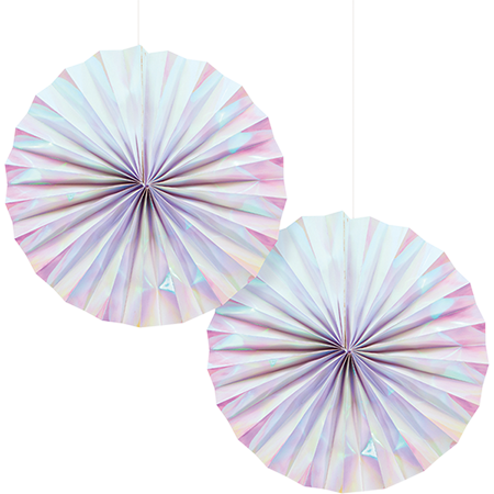 Iridescent Foil Paper Fans 30cm Pack of 2