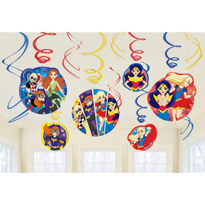 DC Super Hero Girls Swirl Decorations Pack of 12