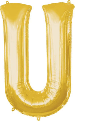 Gold Letter U Supershape 86cm Balloon