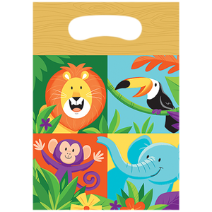 Jungle Safari Loot Bags Plastic 22cm x 16cm Pack of 8