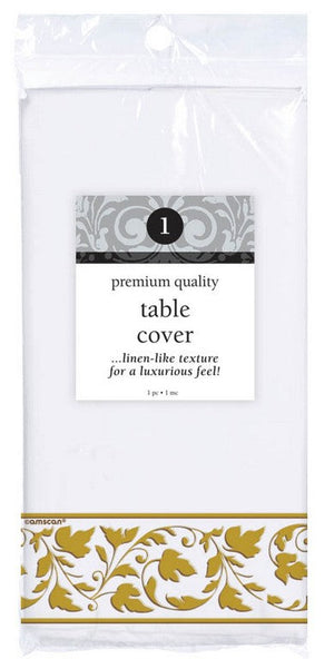 Premium White w/Gold Trim Tablecover Paper