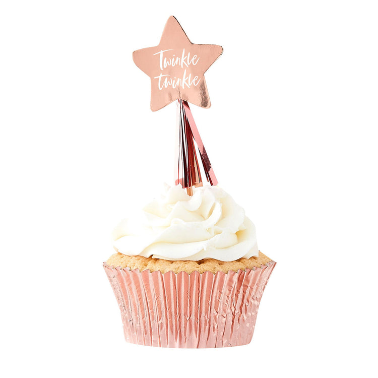 Twinkle Twinkle Cupcake Toppers - Rose Gold Pack of 8