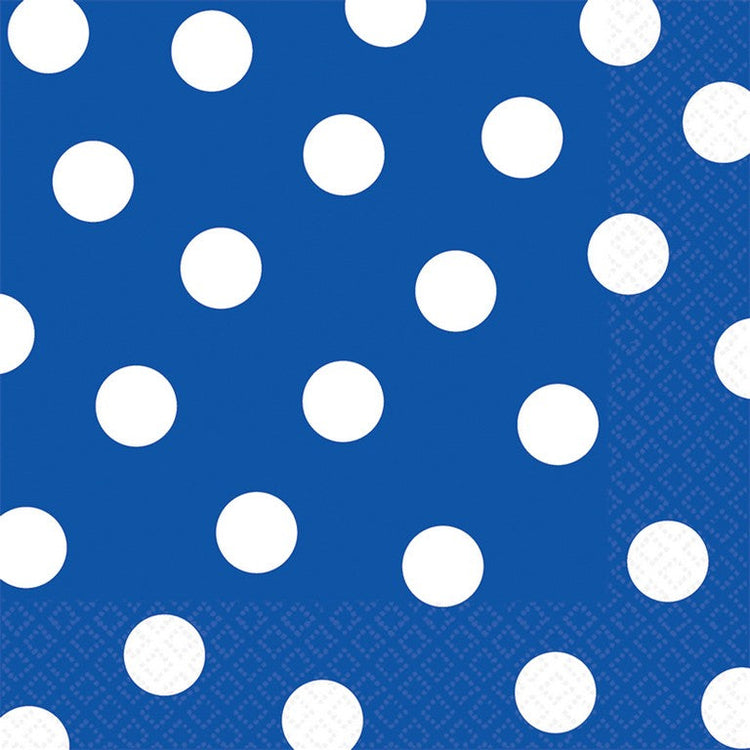 Dots Lunch Napkins Bright Royal Blue Pack of 16