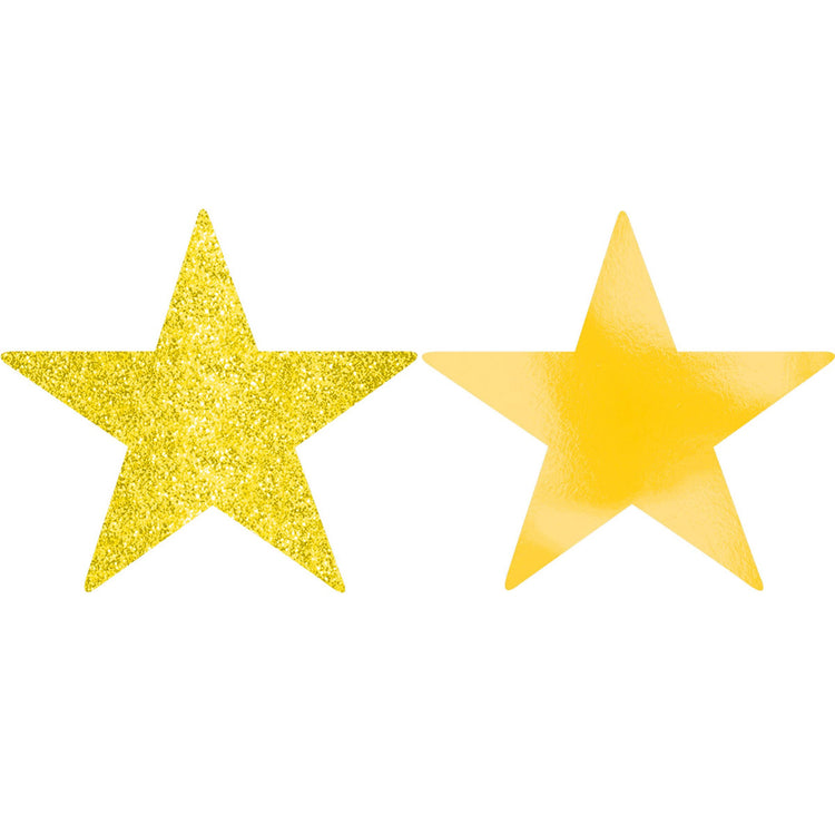 Solid Star Cutouts Foil & Glitter - Sunshine Yellow Pack of 5