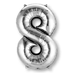 Silver 86cm Number 8 Supershape Foil Balloon