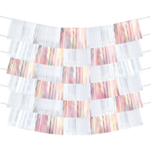 Shimmering Party Iridescent Fringe Decorating Backdrop White Pack of 9