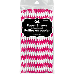 Apple Red Chevron Striped Paper Straws Pack of 24