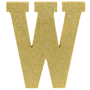 Letter W Gold Glittered Decoration MDF