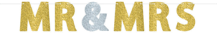 Mr and Mrs Glitter Paper Letter Banner