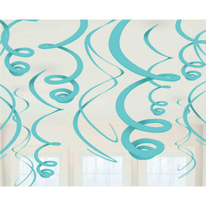 Plastic Swirl Decorations - Robins-egg Blue Pack of 12