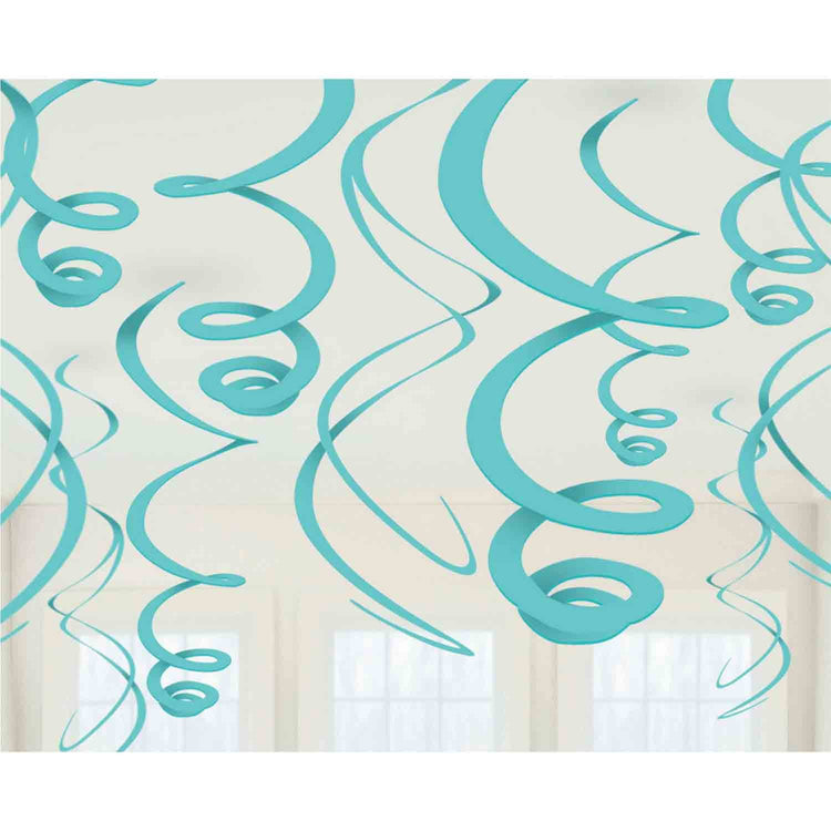 Plastic Swirl Decorations - Robins-egg Blue Pack of 12