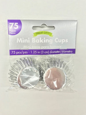 Mini Cupcake Cases Silver - Foil Pack of 75