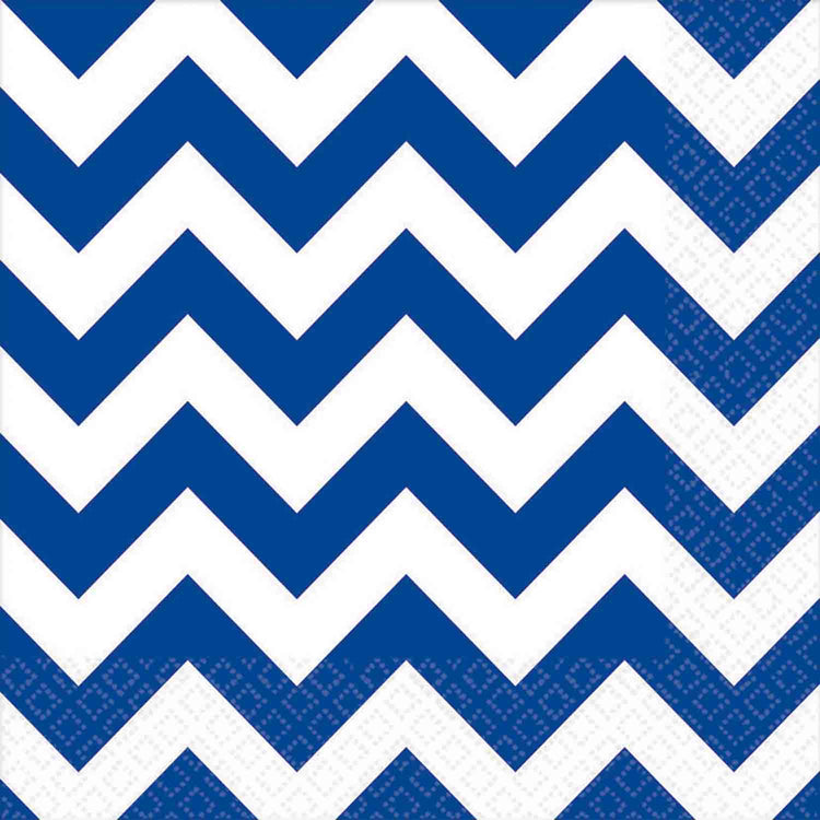 Bright Royal Blue Chevron Lunch Napkins Pack of 24