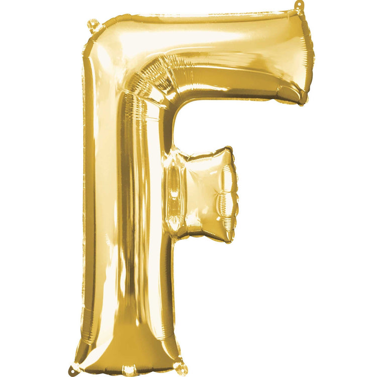 Gold Letter F Supershape 86cm Balloon