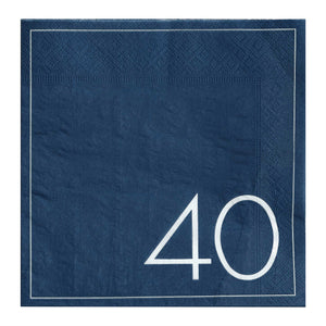 Mix it Up Navy 40th Birthday Milestone Paper Napkins