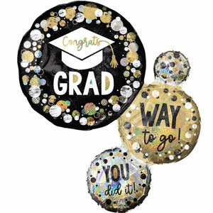 SuperShape Holographic Congrats Grad Way to Go Circles & Dots P40