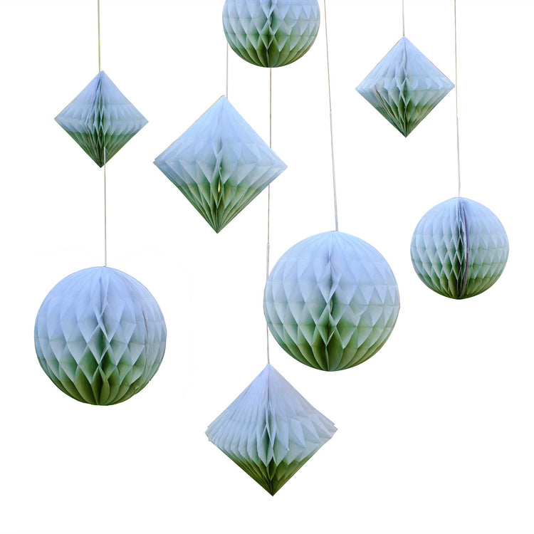 Mix it Up Sage Dip Dye Honeycomb Paper Decorations