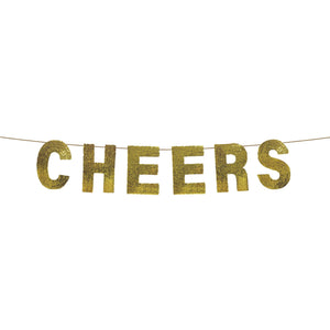 Cheers Sequin Gold Banner