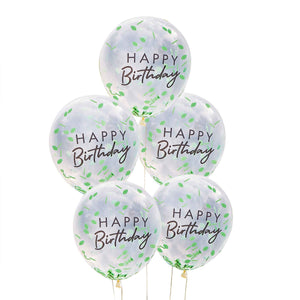 Mix It Up Balloon Bundle Happy Birthday Leaf Confetti Filled Pack of 5