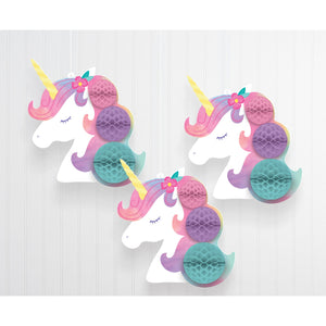 Enchanted Unicorn Honeycomb Hanging Decorations Pack of 3