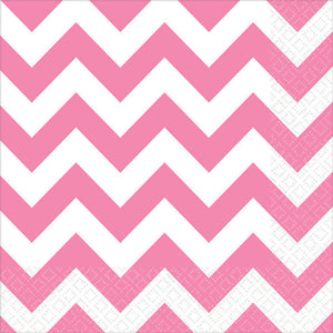 Chevron Lunch Napkins New Pink Pack of 16