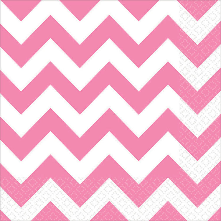 Chevron Lunch Napkins New Pink Pack of 16