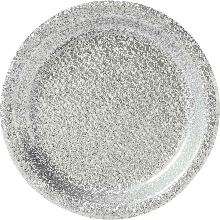 Prismatic 17cm Silver Round Paper Plates Pack of 8