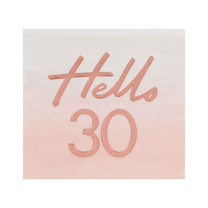 Mix It Up Rose Gold Foiled Watercolour Napkins Hello 30 Pack of 16