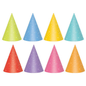 Party Cone Hats 17cm Brights Pack of 24