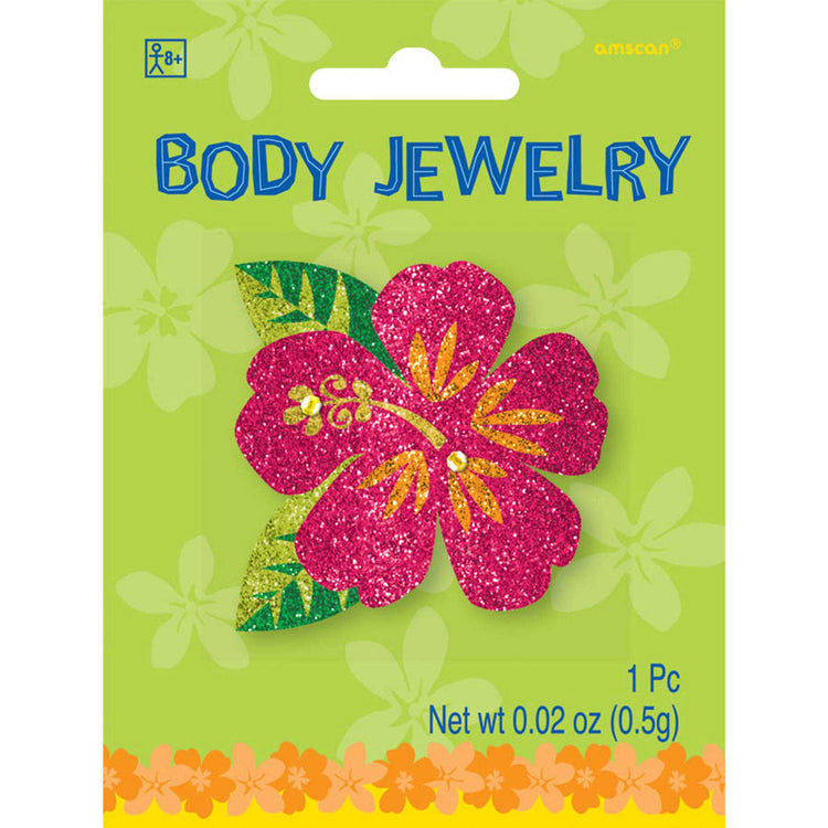 Summer Luau Hibiscus Glitter Body Jewellery