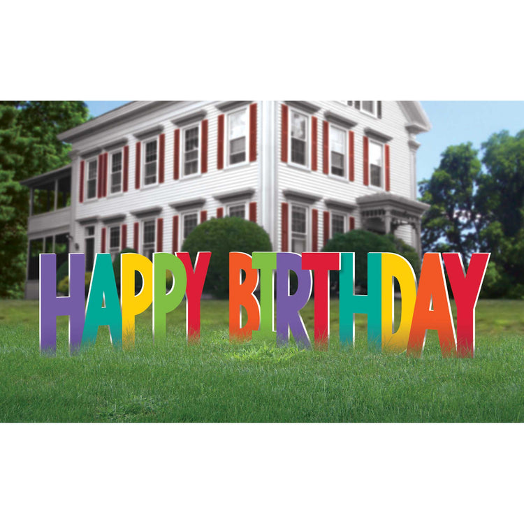 Happy Birthday Yard Sign Rainbow Colours