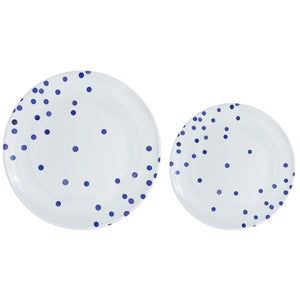 Premium Plastic Plates Hot Stamped with Bright Royal Blue Dots Pack of 20