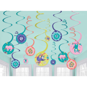 Sloth Spiral Hanging Decorations Value Pack of 12