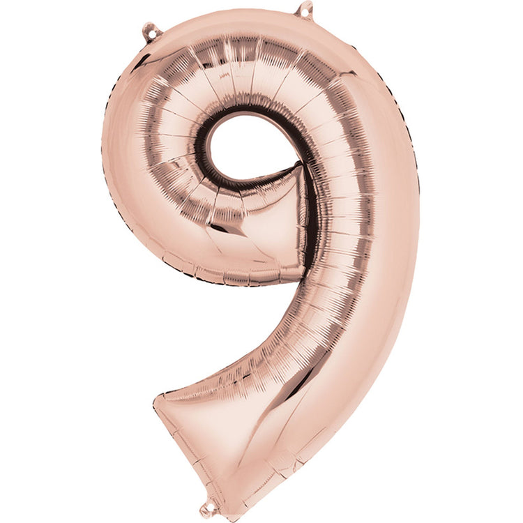 Rose Gold 83cm Number 9 Super Shape Balloon