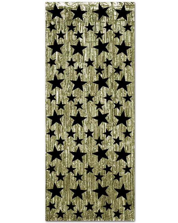 Gold with Black Stars Foil Curtain